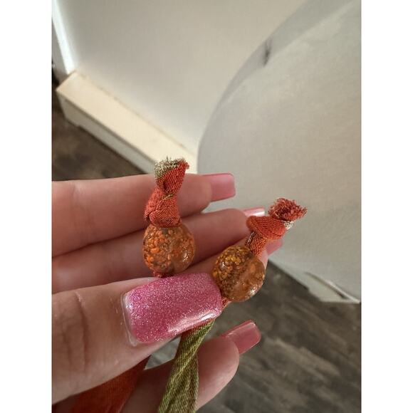 Vintage 90s Carole Little Orange Green Beach Boho Abstract Striped Dress Sz 14 - Picture 6 of 8